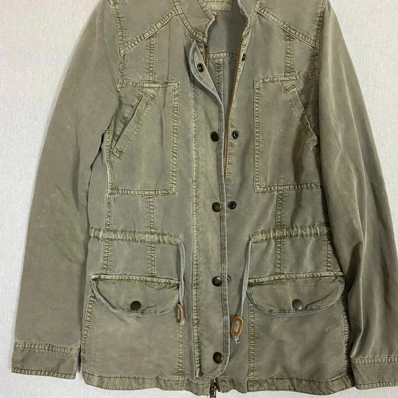 Hinge Green Rayon Blend Lightweight Full Zip Military Utility Jacket Sz XS - Picture 11 of 15